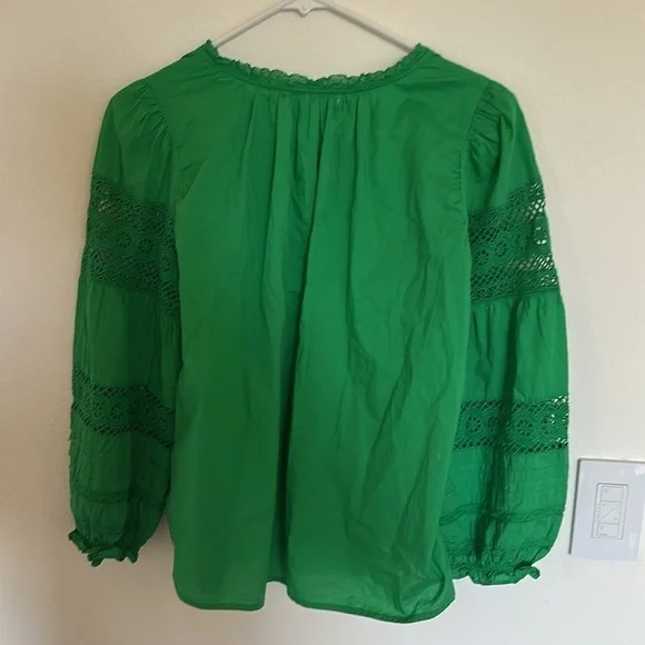 Velvet by Graham & Spencer Tayler Green Cotton Lace Top – Romantic Preppy Boho - Picture 6 of 6